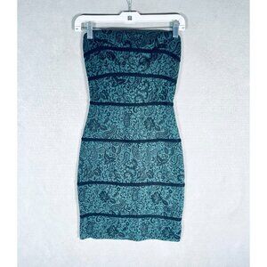 Vintage Y2K Mystic Dress Womens S Strapless Bodycon Paisley Whimsy Goth Fairy